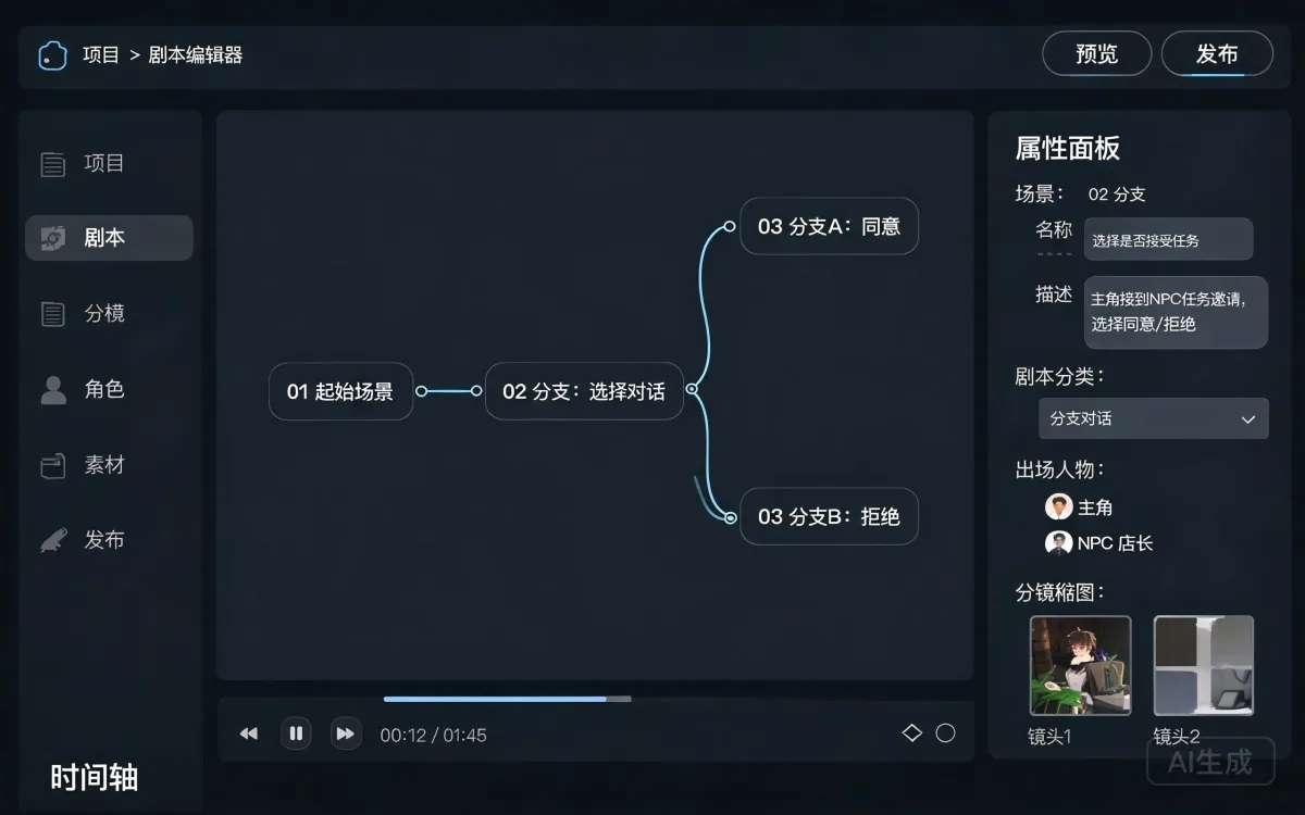 Schermata della Piattaforma Film-Game Agent